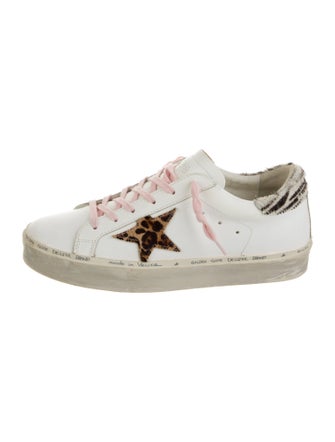 Golden Goose Leather Animal Print Sneakers