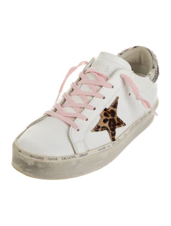 Golden Goose Leather Animal Print Sneakers