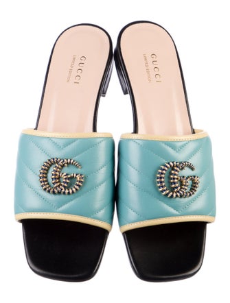Gucci Double G Logo Leather Slides