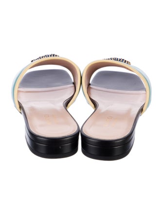 Gucci Double G Logo Leather Slides