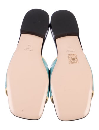 Gucci Double G Logo Leather Slides