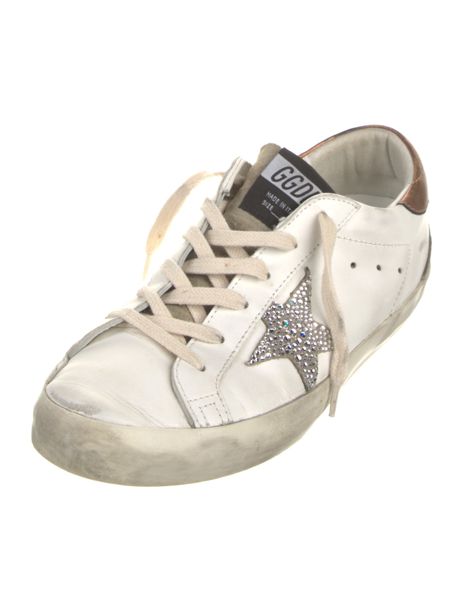 Golden Goose Leather Glitter Accents Sneakers