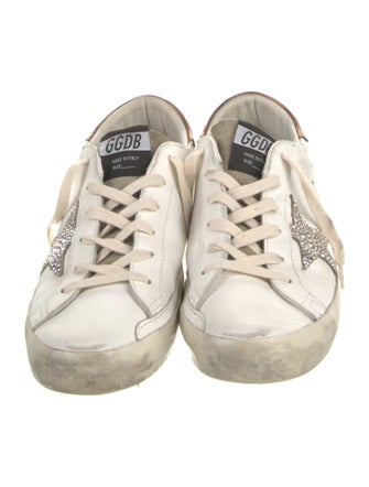 Golden Goose Leather Glitter Accents Sneakers