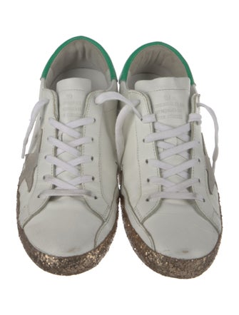 Golden Goose Leather Glitter Accents Sneakers