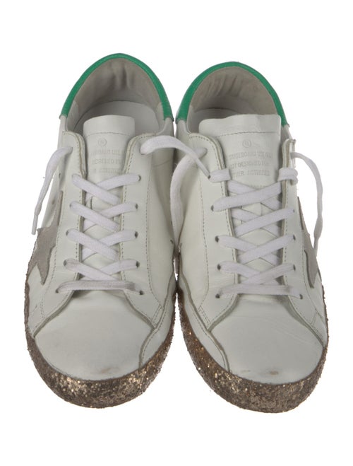 Golden Goose Leather Glitter Accents Sneakers