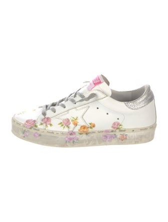 Golden Goose Leather Floral Print Sneakers