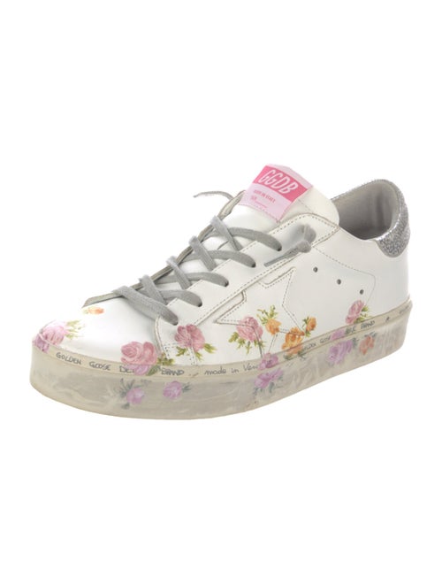Golden Goose Leather Floral Print Sneakers
