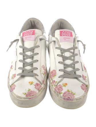 Golden Goose Leather Floral Print Sneakers