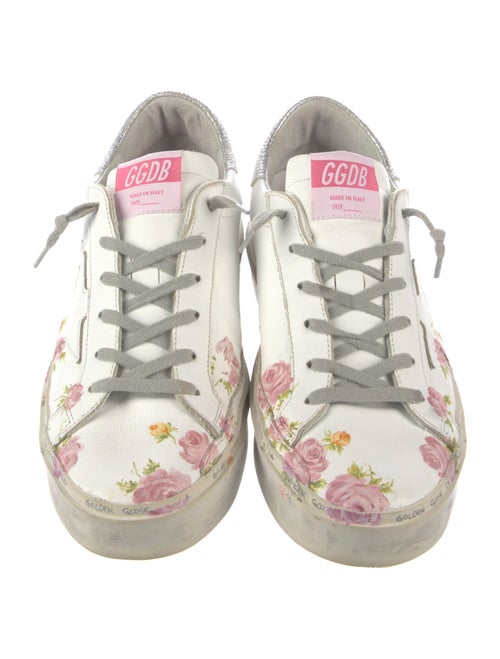 Golden Goose Leather Floral Print Sneakers