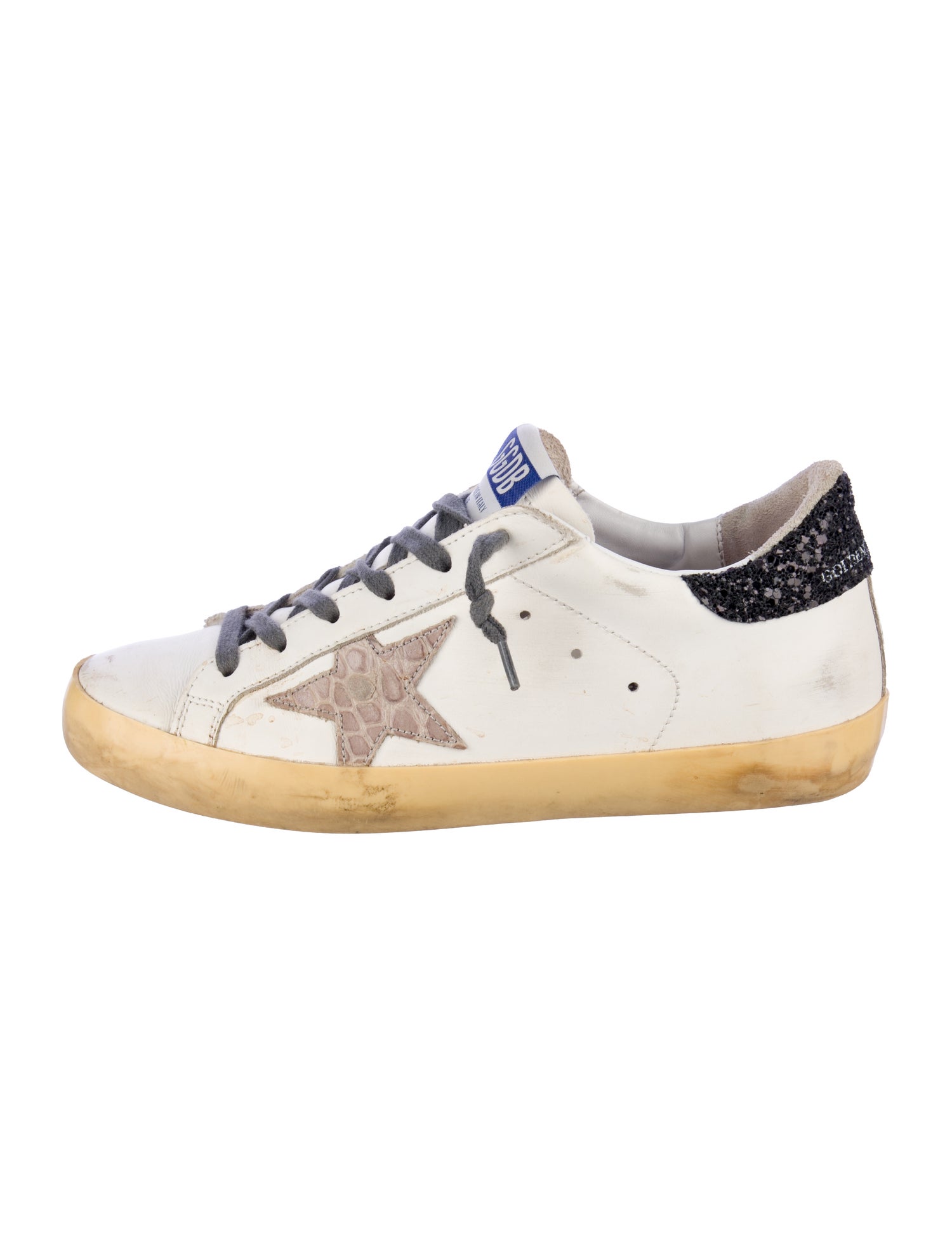 Golden Goose Leather Glitter Accents Sneakers