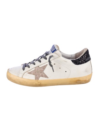 Golden Goose Leather Glitter Accents Sneakers
