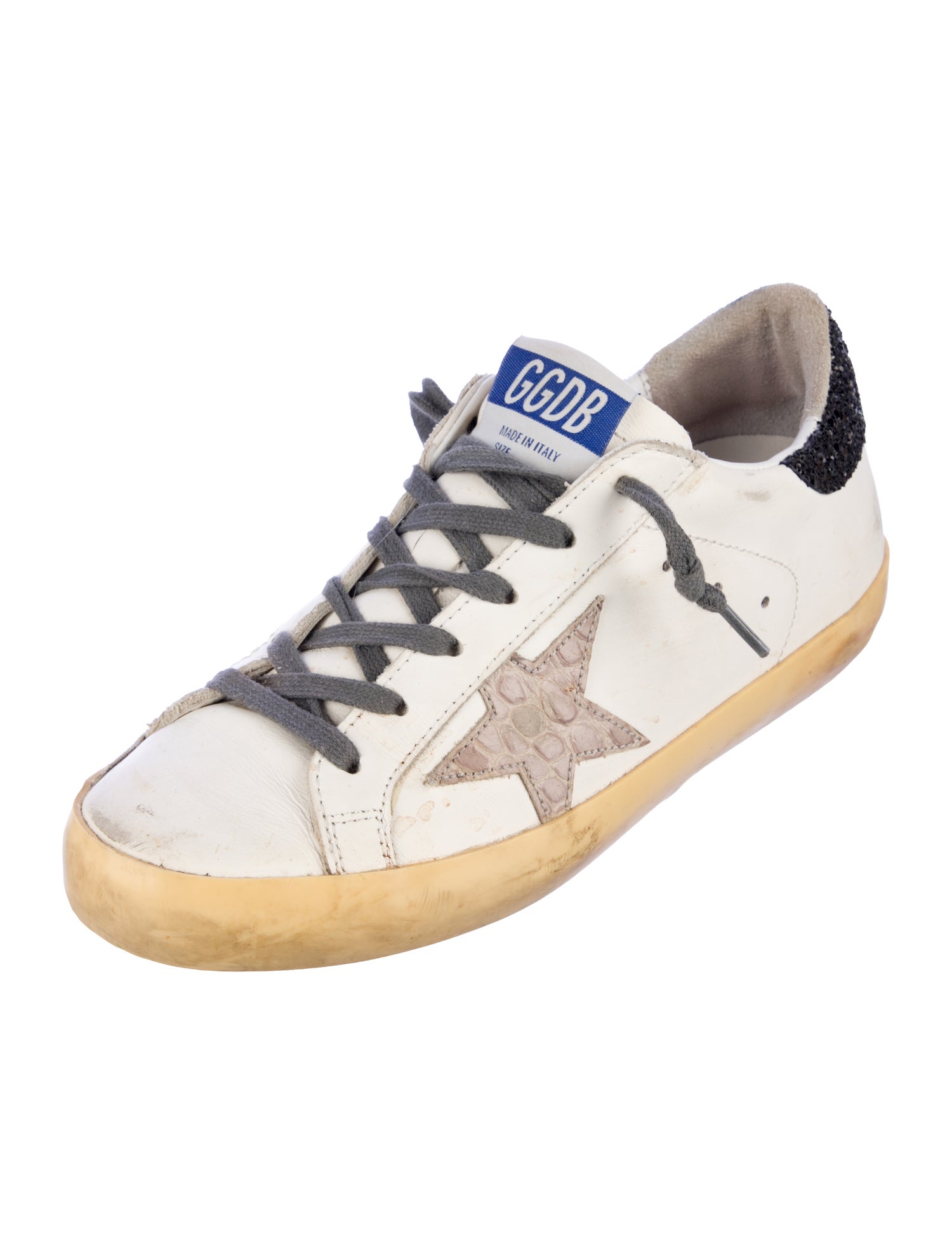 Golden Goose Leather Glitter Accents Sneakers