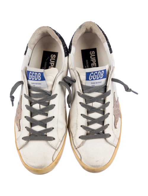 Golden Goose Leather Glitter Accents Sneakers