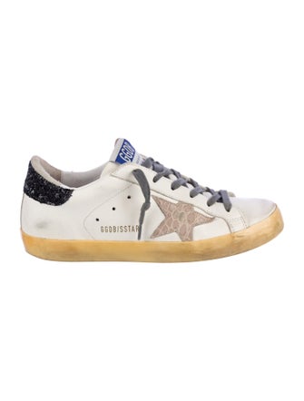 Golden Goose Leather Glitter Accents Sneakers