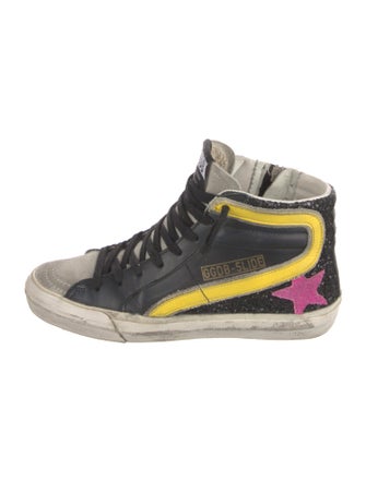 Golden Goose Leather Colorblock Pattern Sneakers