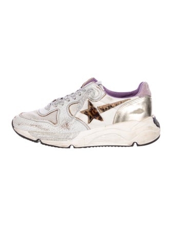 Golden Goose Leather Animal Print Athletic Sneakers