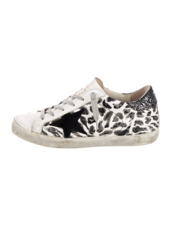 Golden Goose Leather Animal Print Sneakers