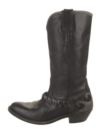 Golden Goose Leather Embroidered Accent Western Boots