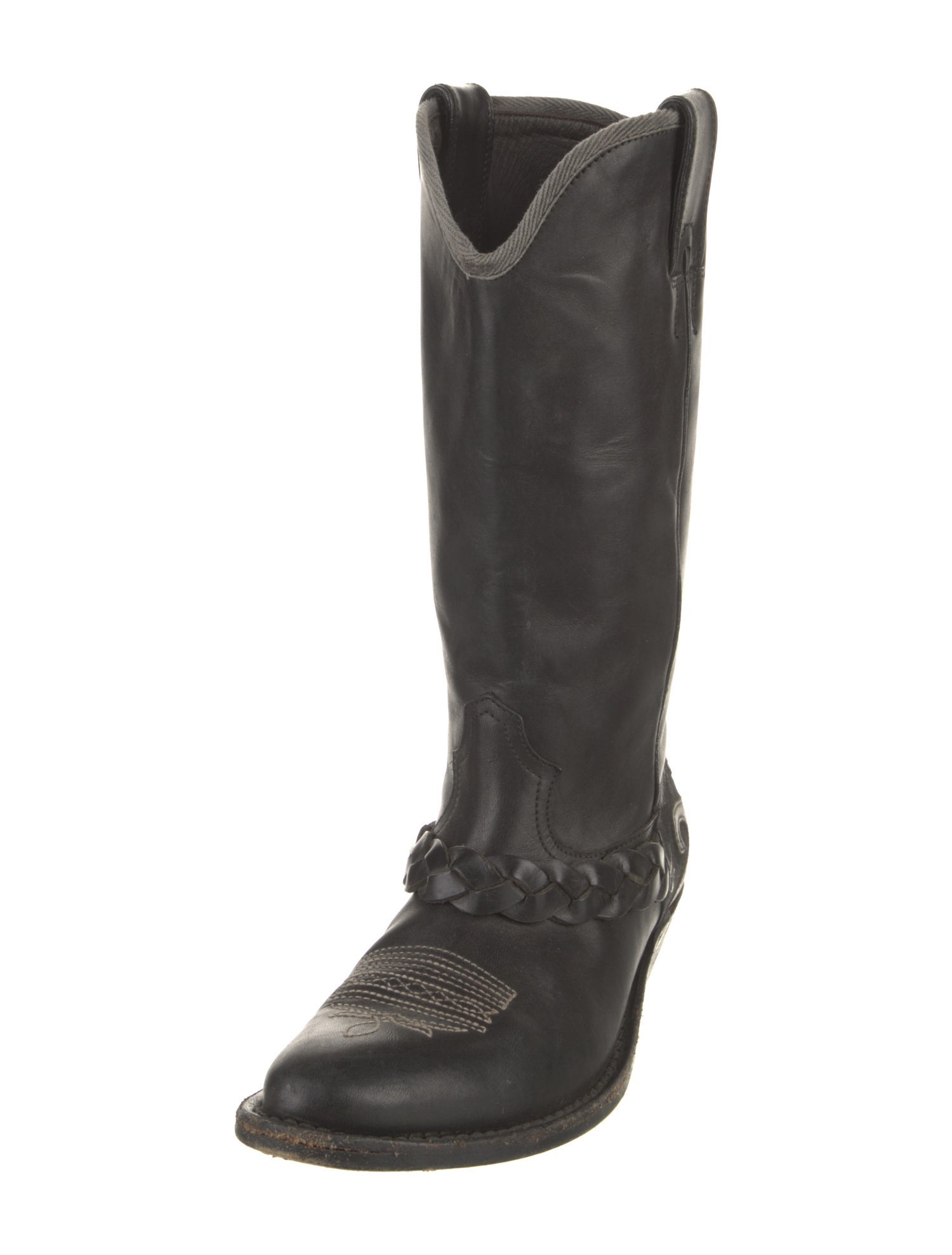 Golden Goose Leather Embroidered Accent Western Boots