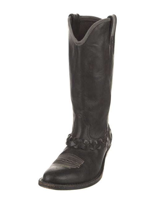 Golden Goose Leather Embroidered Accent Western Boots