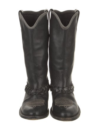 Golden Goose Leather Embroidered Accent Western Boots