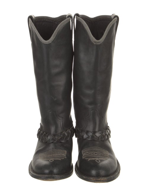 Golden Goose Leather Embroidered Accent Western Boots