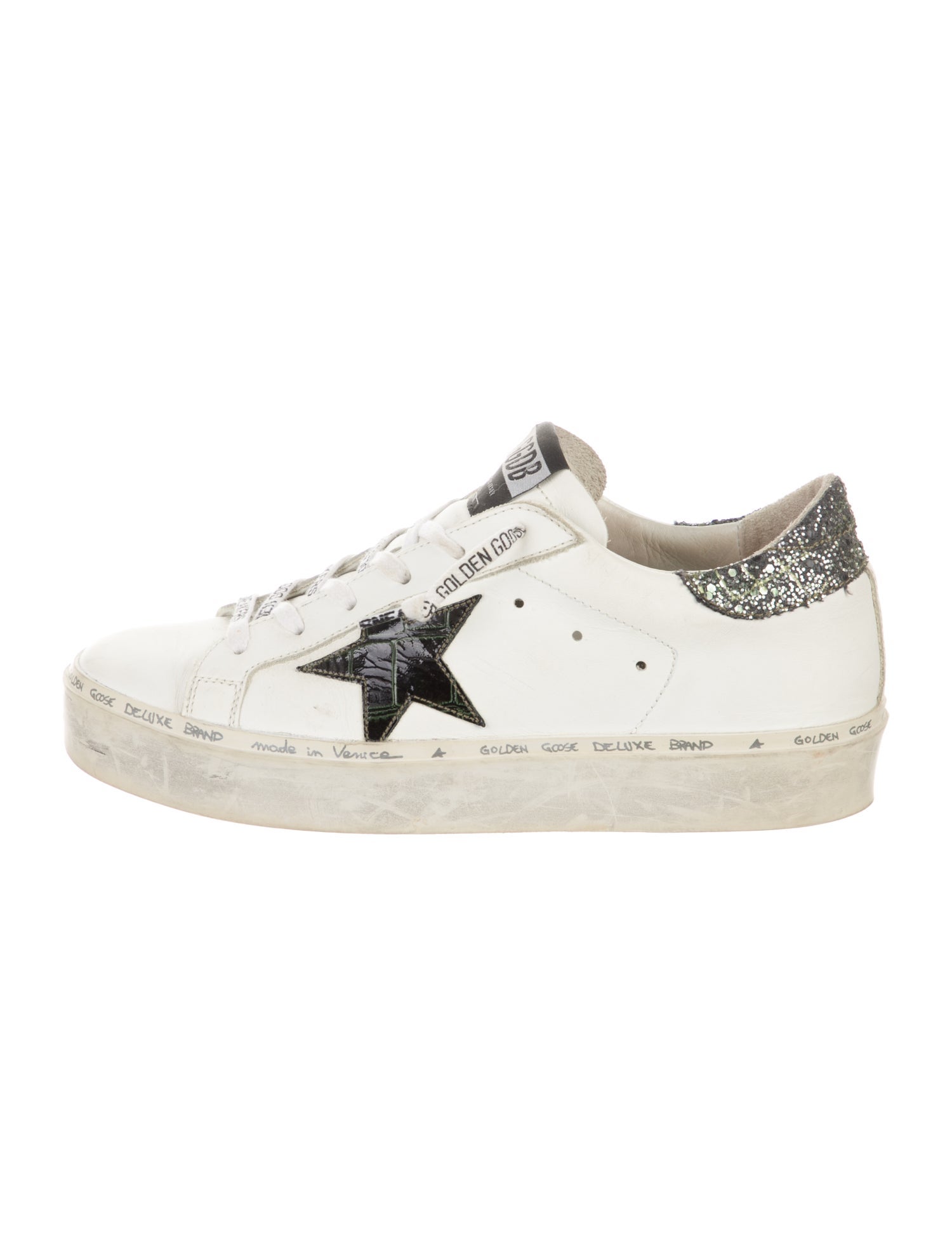 Golden Goose Leather Glitter Accents Sneakers