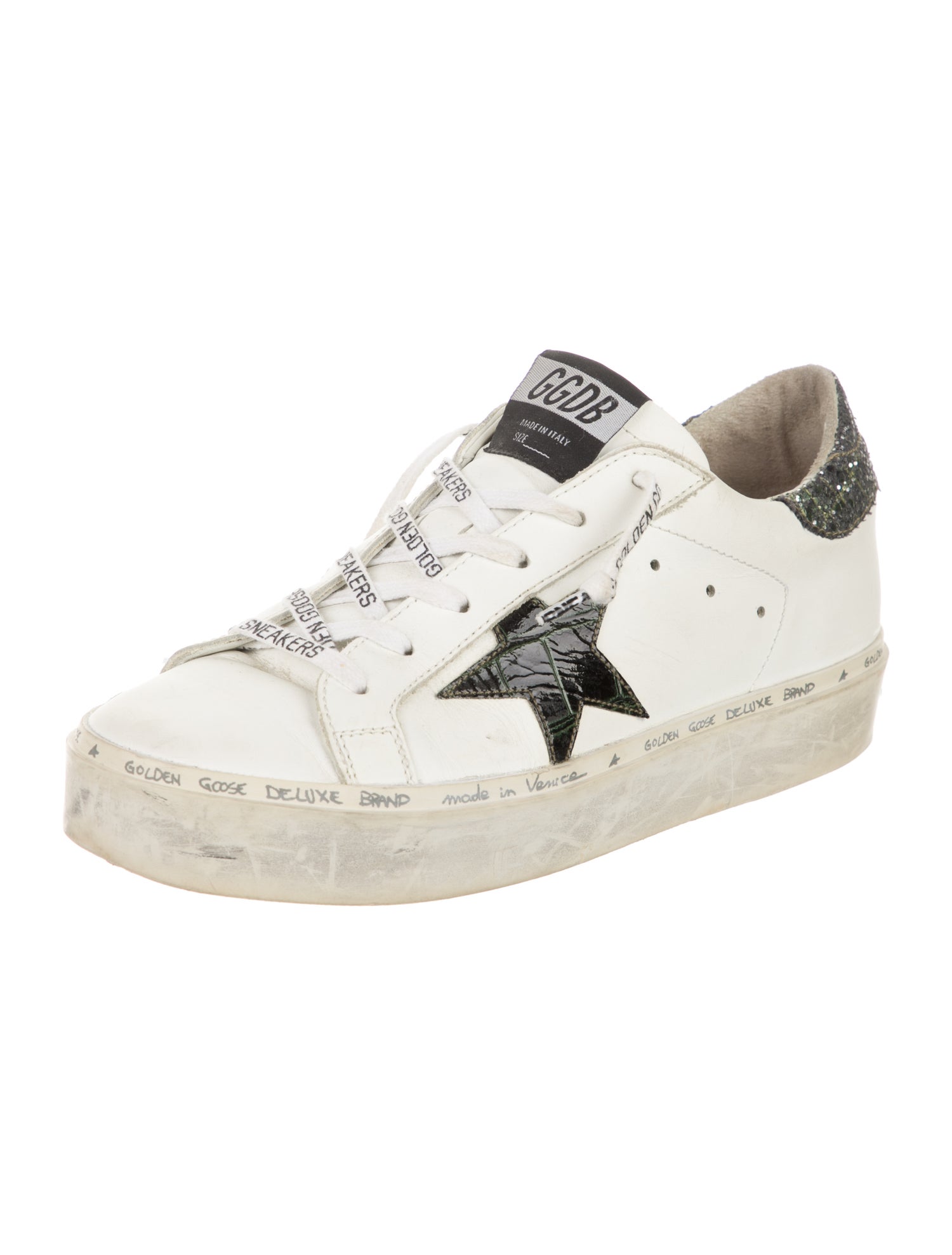 Golden Goose Leather Glitter Accents Sneakers