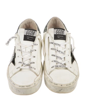 Golden Goose Leather Glitter Accents Sneakers