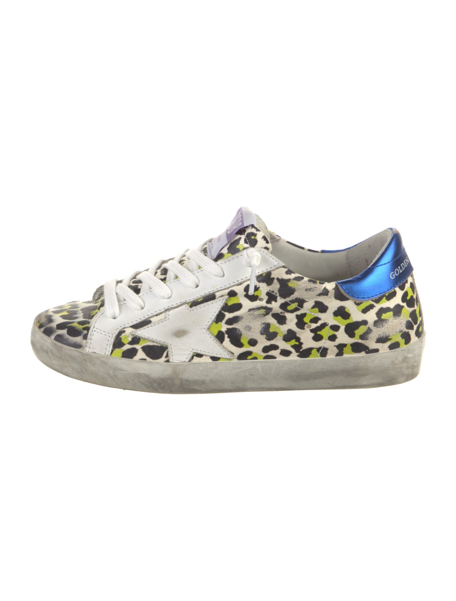Golden Goose Leather Animal Print Sneakers