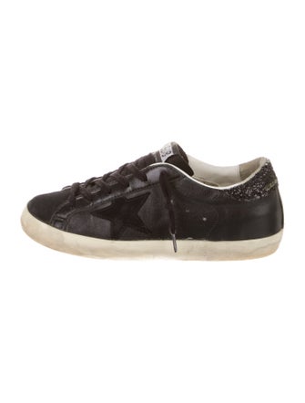 Golden Goose Leather Glitter Accents Sneakers