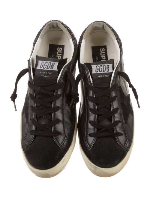 Golden Goose Leather Glitter Accents Sneakers