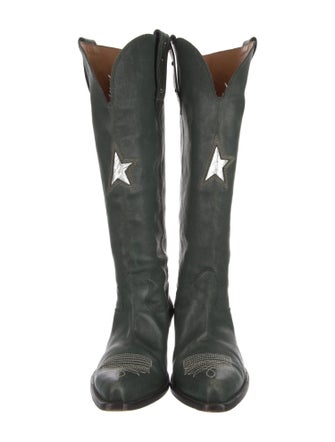 Golden Goose Leather Embroidered Accent Riding Boots