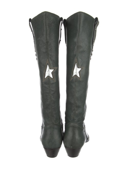 Golden Goose Leather Embroidered Accent Riding Boots