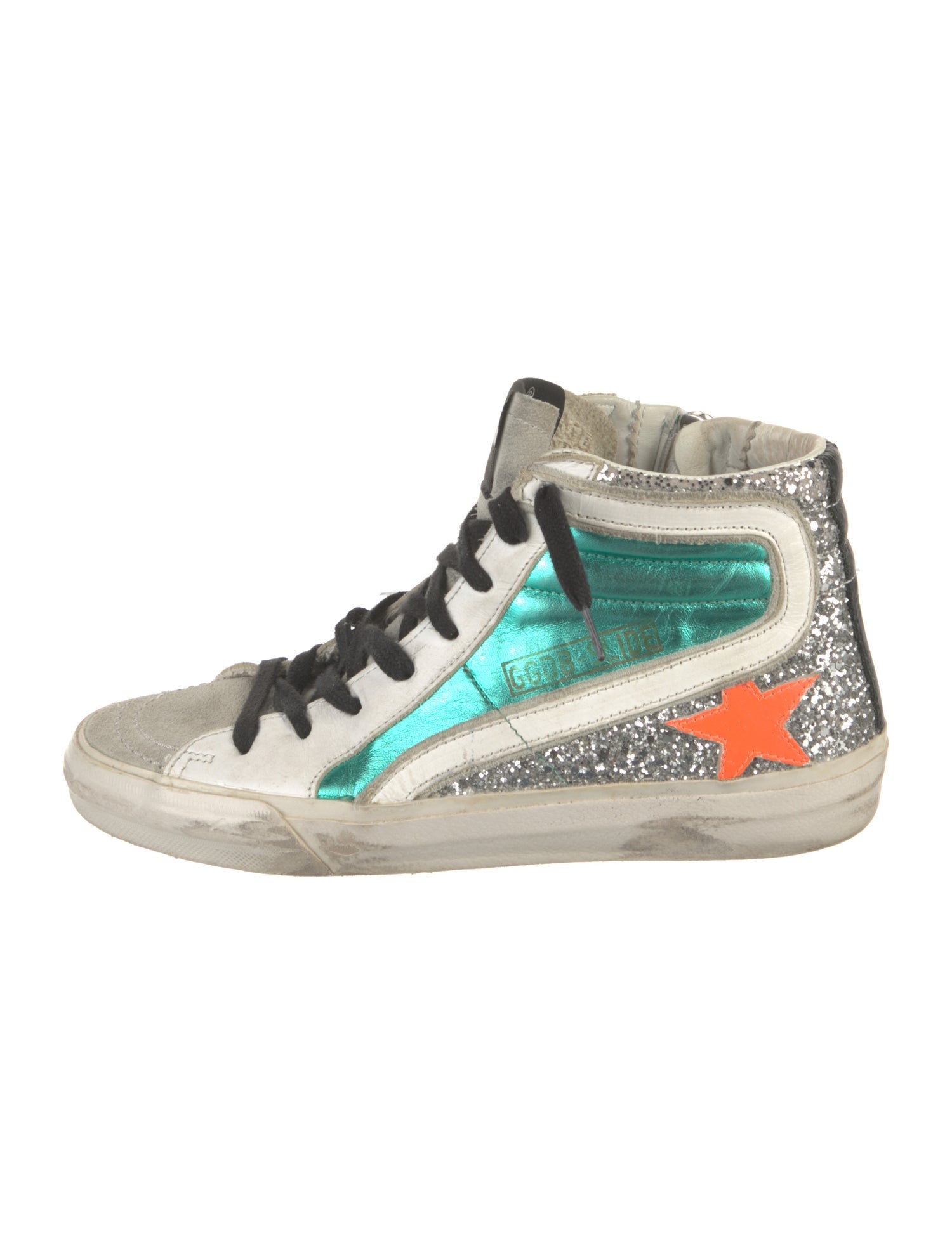 Golden Goose Suede Colorblock Pattern Athletic Sneakers