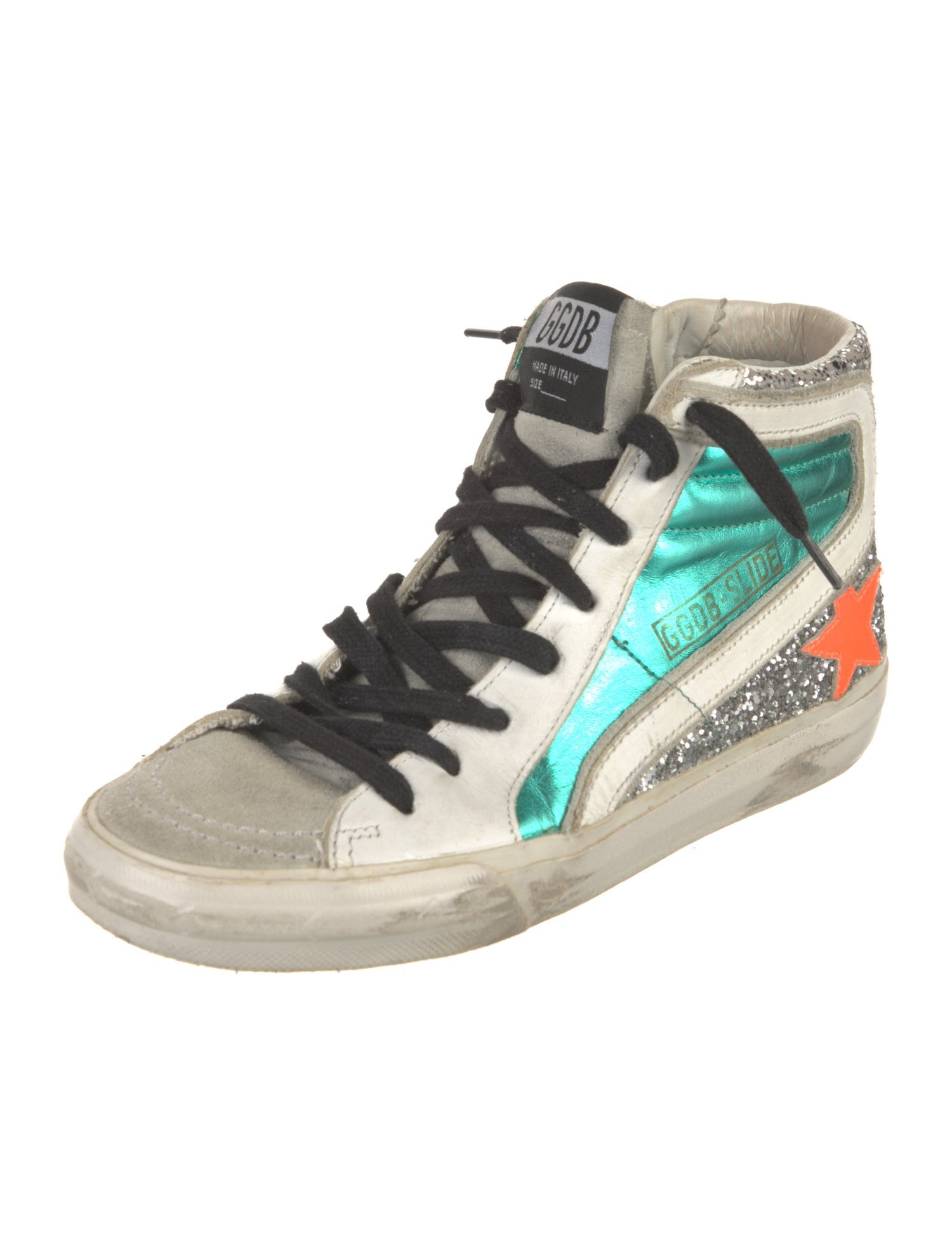 Golden Goose Suede Colorblock Pattern Athletic Sneakers