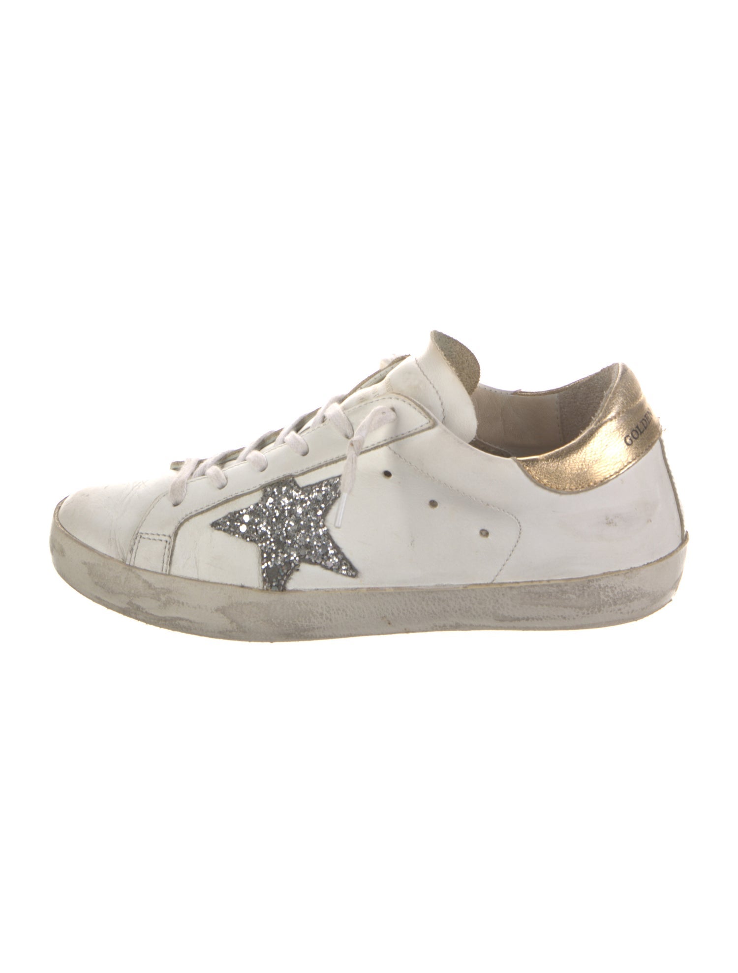 Golden Goose Leather Glitter Accents Sneakers