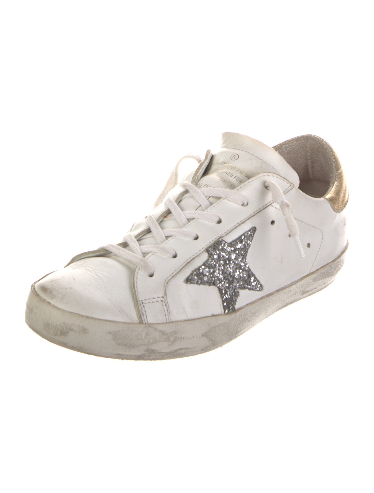 Golden Goose Leather Glitter Accents Sneakers
