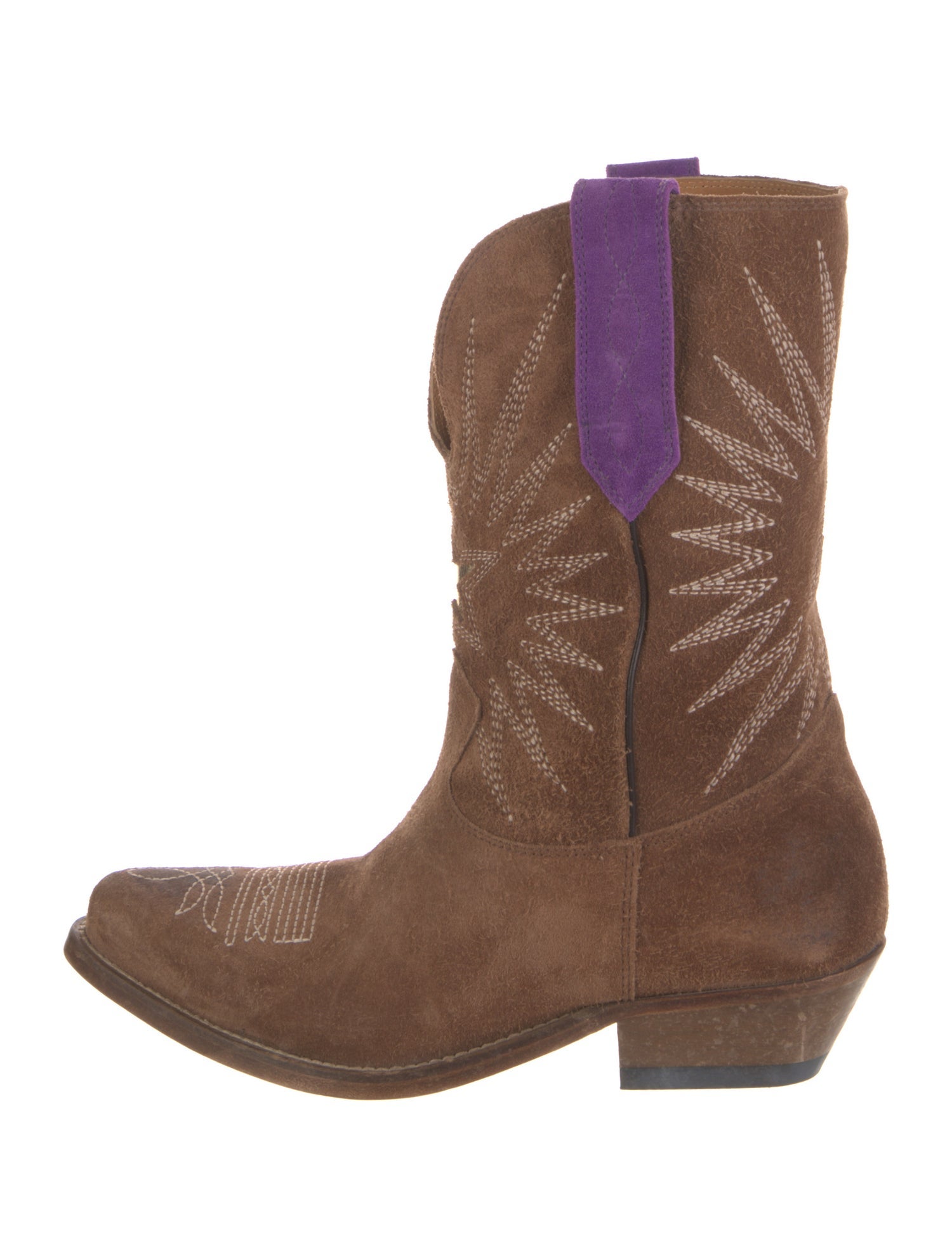 Golden Goose Suede Embroidered Accent Western Boots