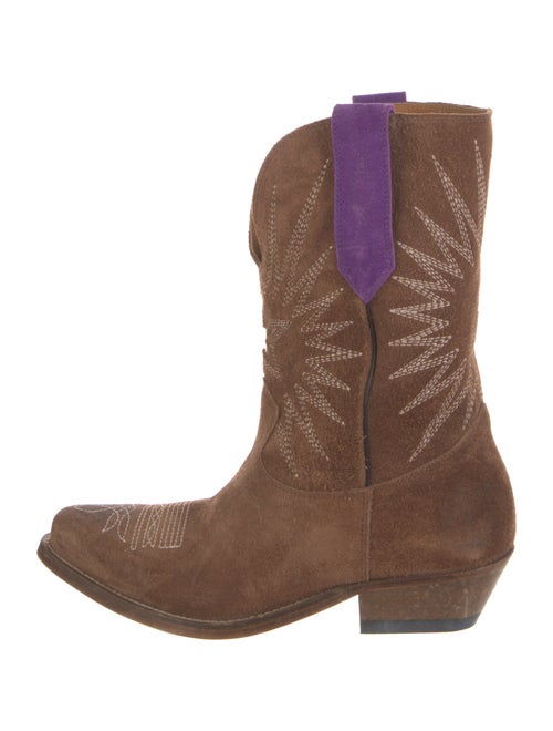 Golden Goose Suede Embroidered Accent Western Boots