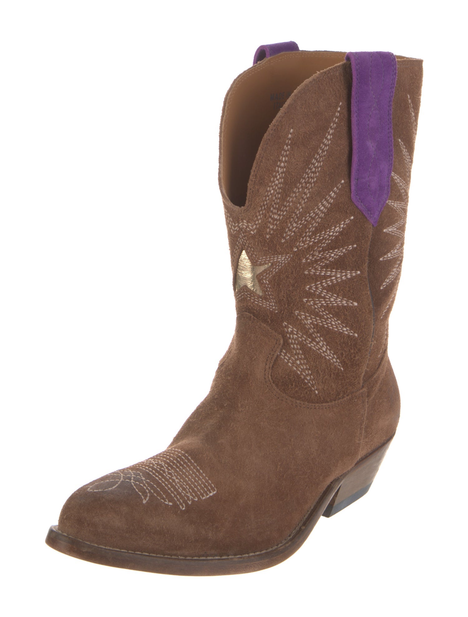 Golden Goose Suede Embroidered Accent Western Boots