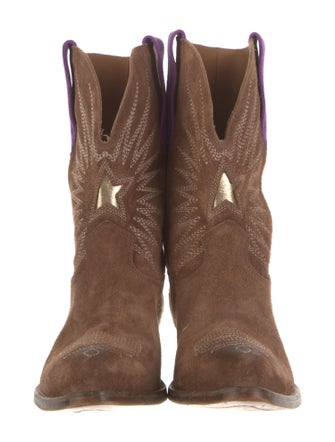 Golden Goose Suede Embroidered Accent Western Boots