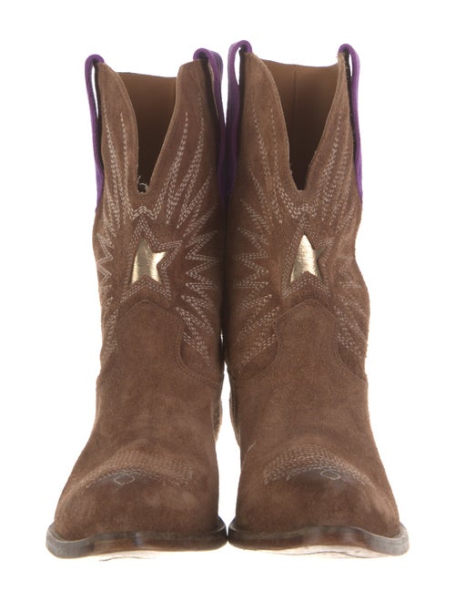 Golden Goose Suede Embroidered Accent Western Boots