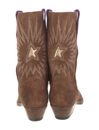 Golden Goose Suede Embroidered Accent Western Boots