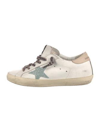 Golden Goose Leather Glitter Accents Sneakers