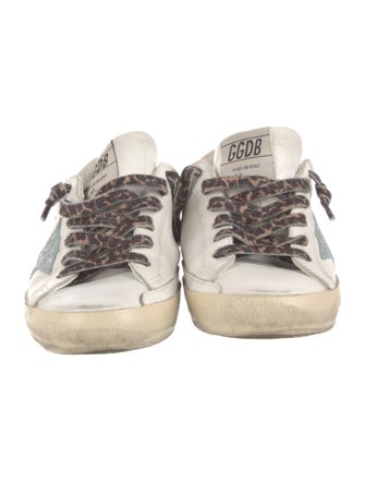 Golden Goose Leather Glitter Accents Sneakers