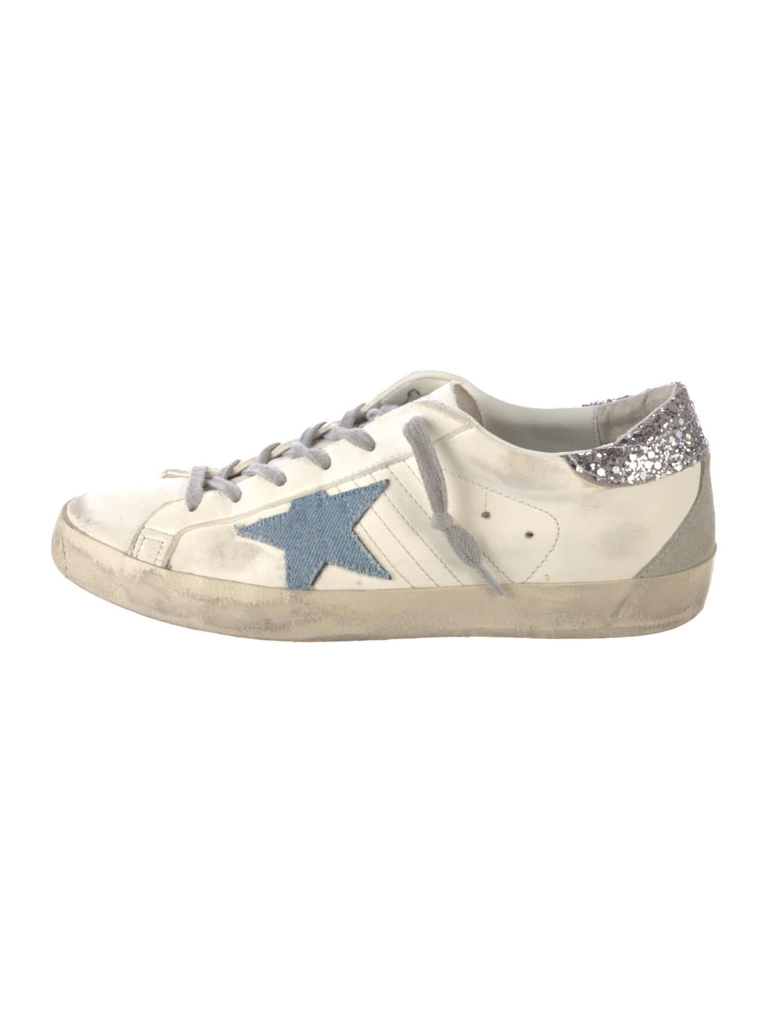 Golden Goose Leather Glitter Accents Sneakers