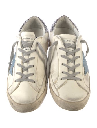 Golden Goose Leather Glitter Accents Sneakers