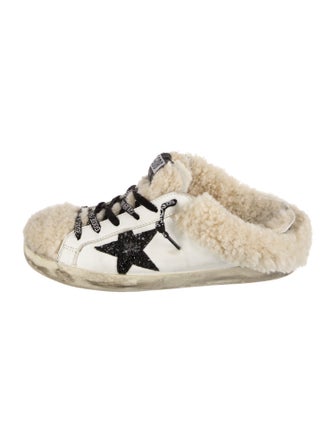 Golden Goose Leather Glitter Accents Sneakers