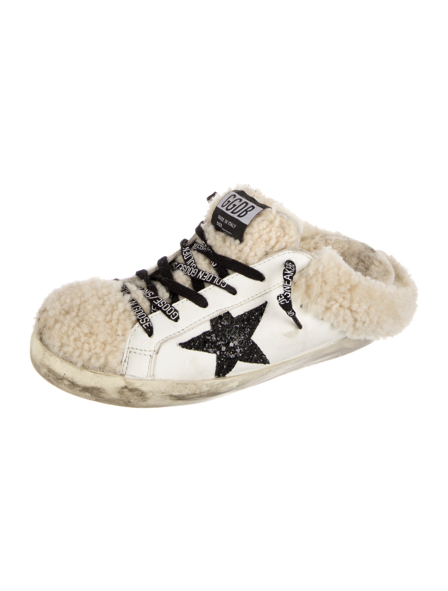 Golden Goose Leather Glitter Accents Sneakers